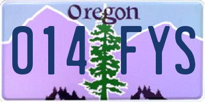 OR license plate 014FYS