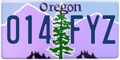 OR license plate 014FYZ