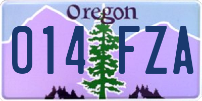 OR license plate 014FZA