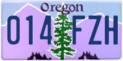 OR license plate 014FZH