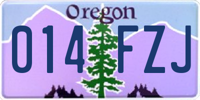 OR license plate 014FZJ