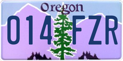 OR license plate 014FZR
