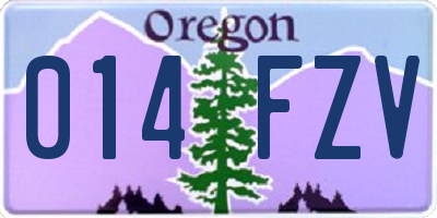 OR license plate 014FZV