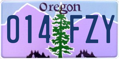 OR license plate 014FZY