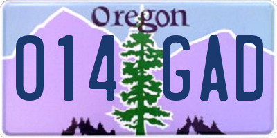 OR license plate 014GAD