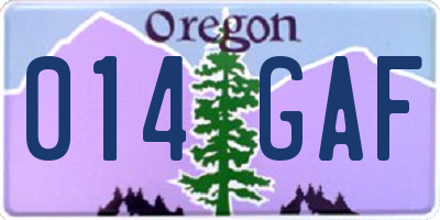 OR license plate 014GAF