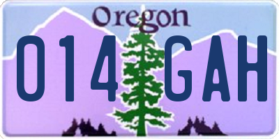 OR license plate 014GAH
