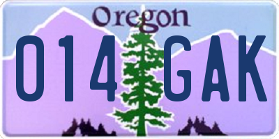 OR license plate 014GAK