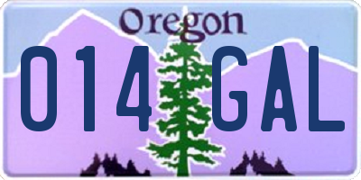 OR license plate 014GAL