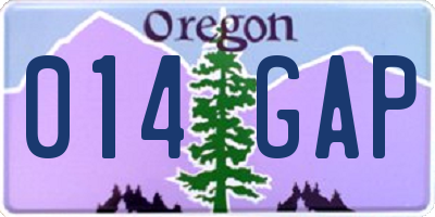 OR license plate 014GAP