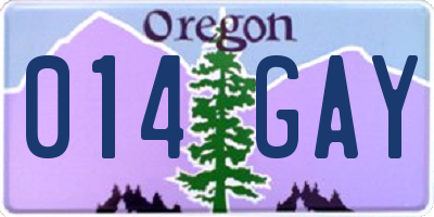 OR license plate 014GAY