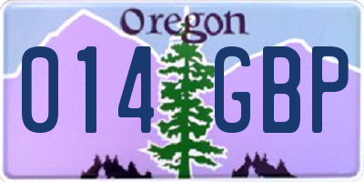 OR license plate 014GBP