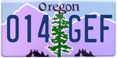OR license plate 014GEF