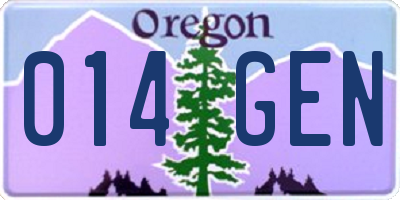 OR license plate 014GEN