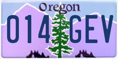 OR license plate 014GEV