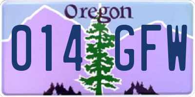 OR license plate 014GFW