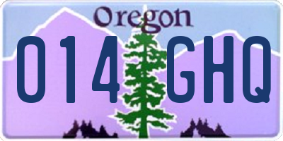 OR license plate 014GHQ