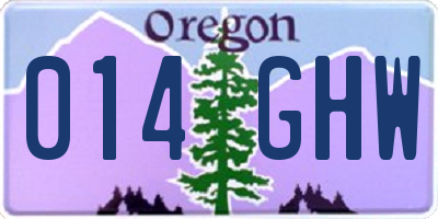OR license plate 014GHW