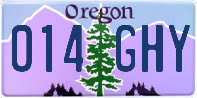 OR license plate 014GHY