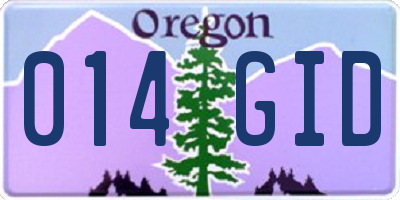 OR license plate 014GID