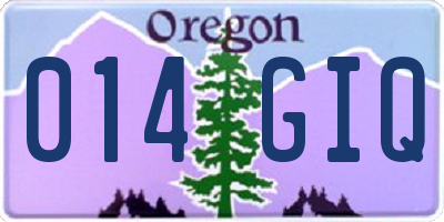 OR license plate 014GIQ