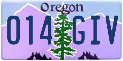 OR license plate 014GIV