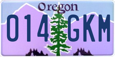OR license plate 014GKM