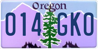 OR license plate 014GKO