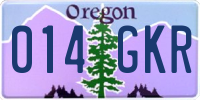 OR license plate 014GKR
