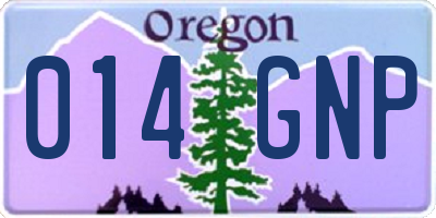OR license plate 014GNP