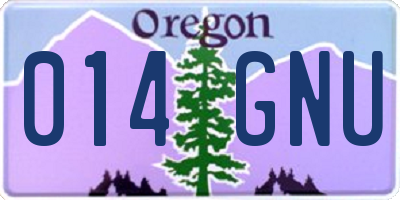 OR license plate 014GNU