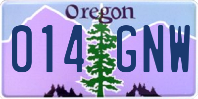 OR license plate 014GNW