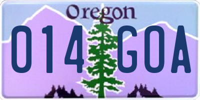 OR license plate 014GOA
