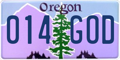 OR license plate 014GOD