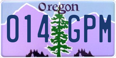 OR license plate 014GPM