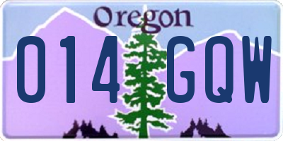 OR license plate 014GQW