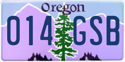 OR license plate 014GSB