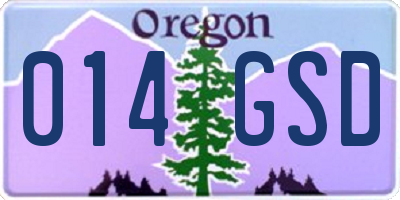 OR license plate 014GSD
