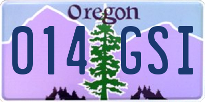 OR license plate 014GSI