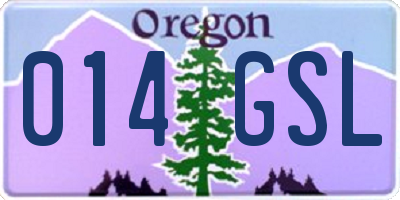 OR license plate 014GSL