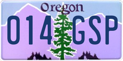 OR license plate 014GSP