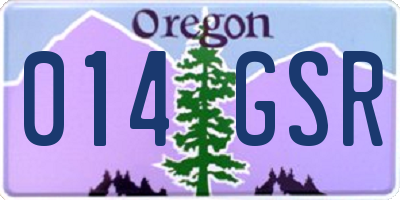 OR license plate 014GSR
