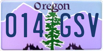 OR license plate 014GSV