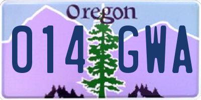 OR license plate 014GWA