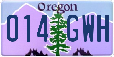 OR license plate 014GWH