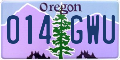 OR license plate 014GWU