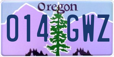 OR license plate 014GWZ