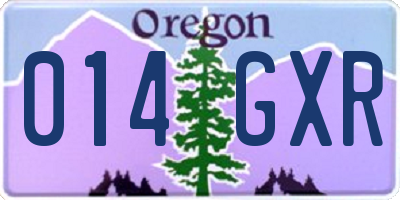 OR license plate 014GXR