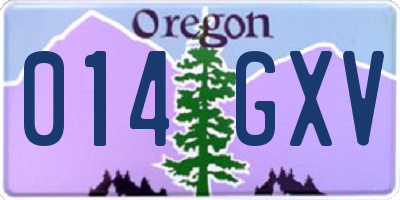 OR license plate 014GXV