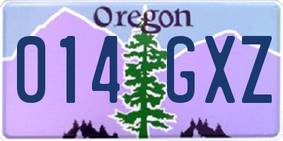 OR license plate 014GXZ
